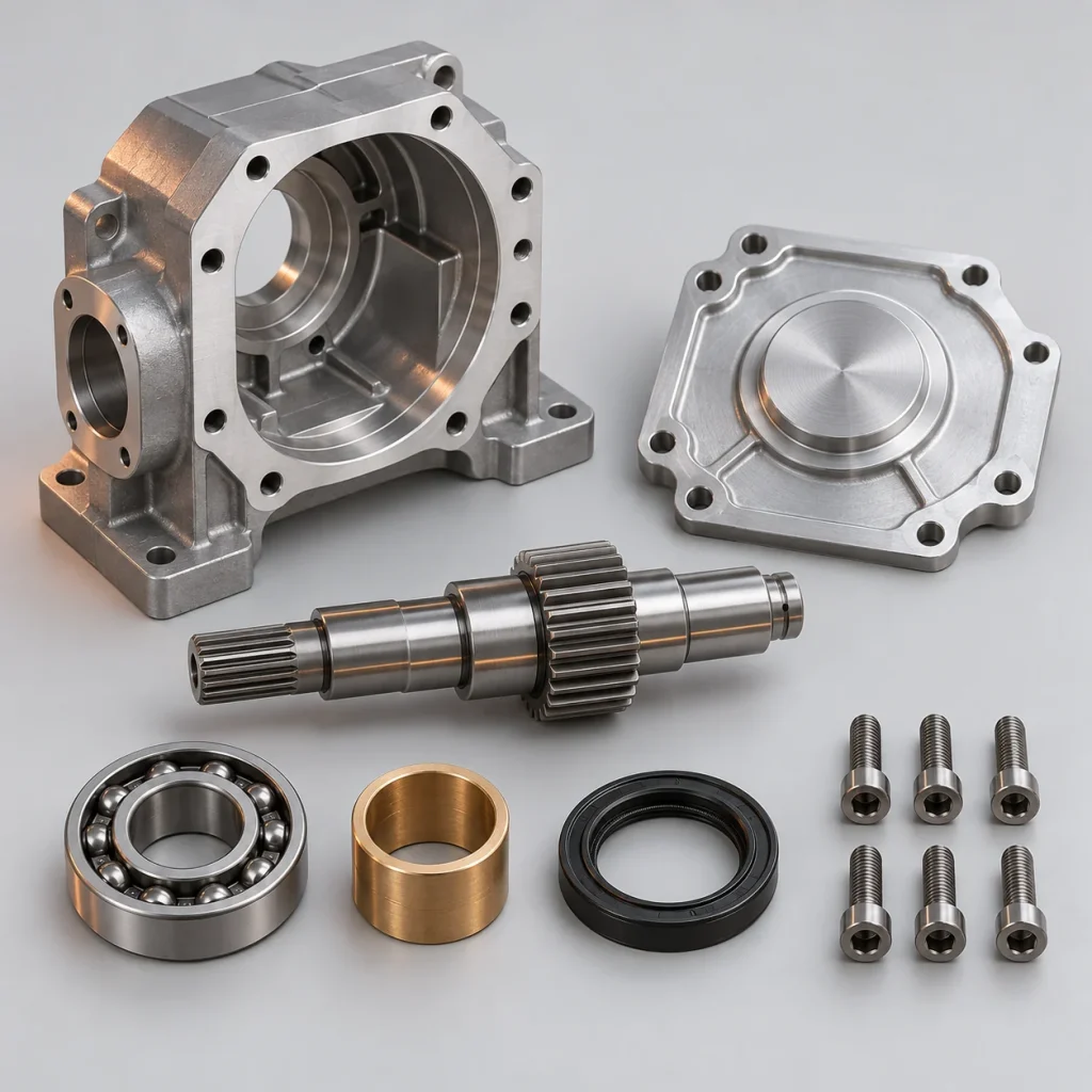 AI flat-lay concept of disassembled mechanical components