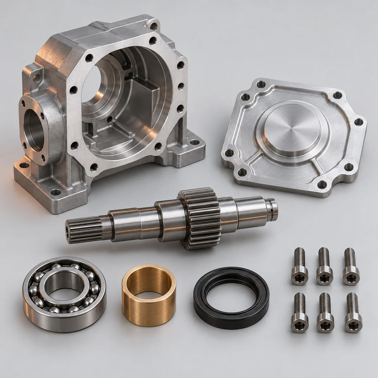AI flat-lay concept of disassembled mechanical components
