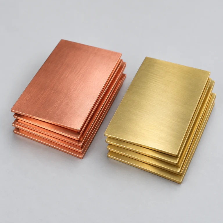 AI material illustration: Copper / brass sheet sample; appearance varies by grade and finish.